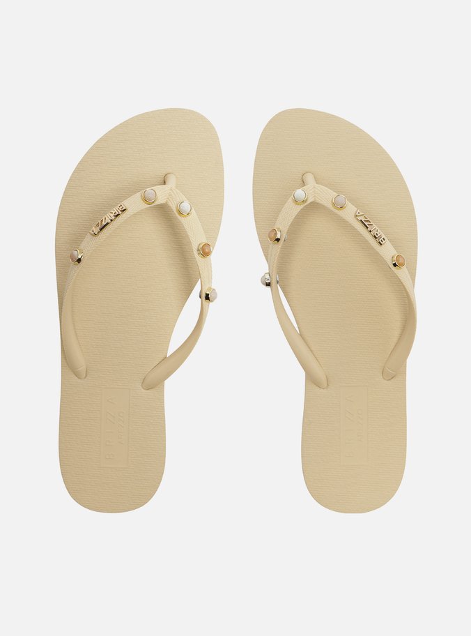 Chinelo de Dedo Off White Plataforma Pedraria Brizza