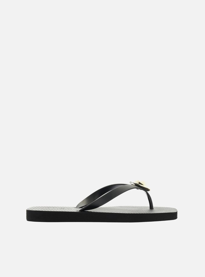 Chinelo de Dedo Preto Square Tiras Largas