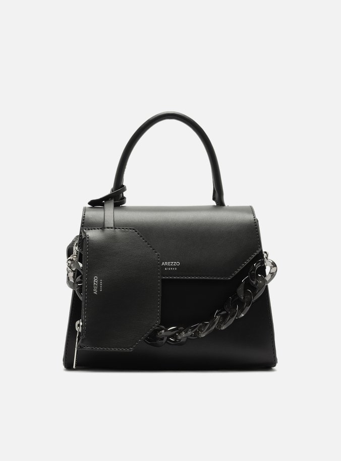 Bolsa Satchel Preta Iara Média Translúcida