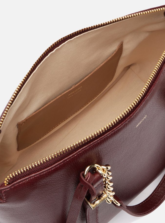 Bolsa Tote Vinho Couro Grande Alça Corrente