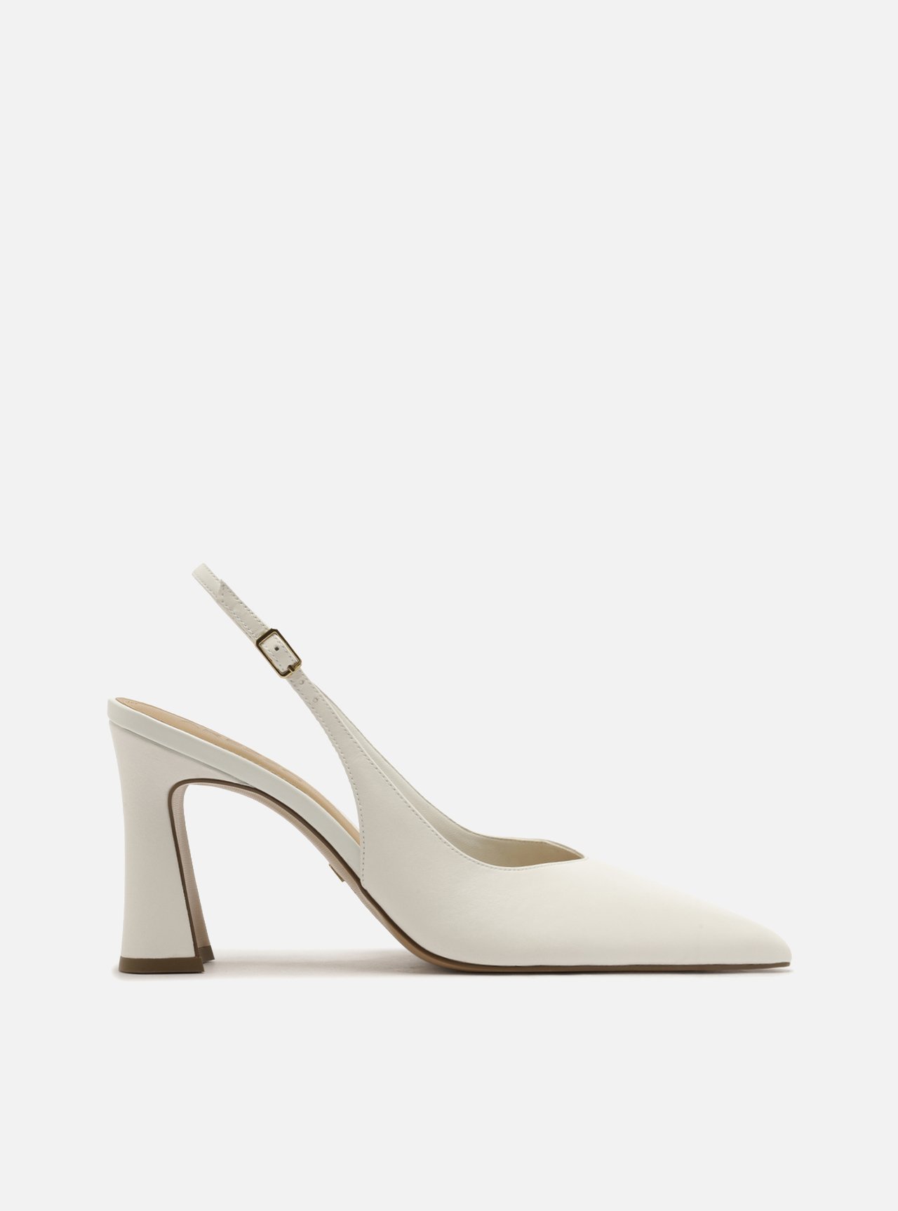 Scarpin Branco Couro Salto Taça Slingback — foto 1