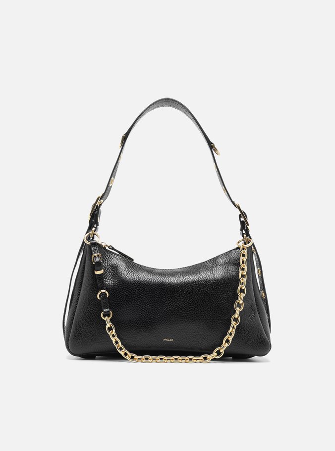 Bolsa Tiracolo Preta Couro Média Bag Charm