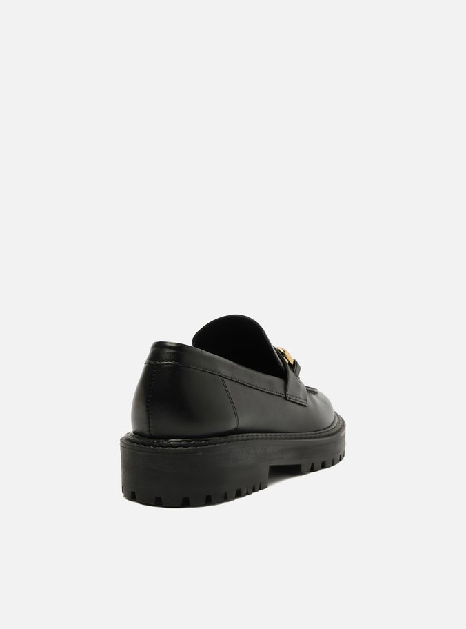 Mocassim Preto Couro Tratorado Bridão