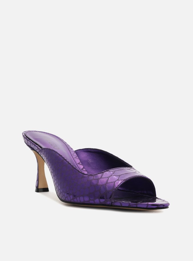 Mule Roxa Snake Metal Salto Alto Aberta