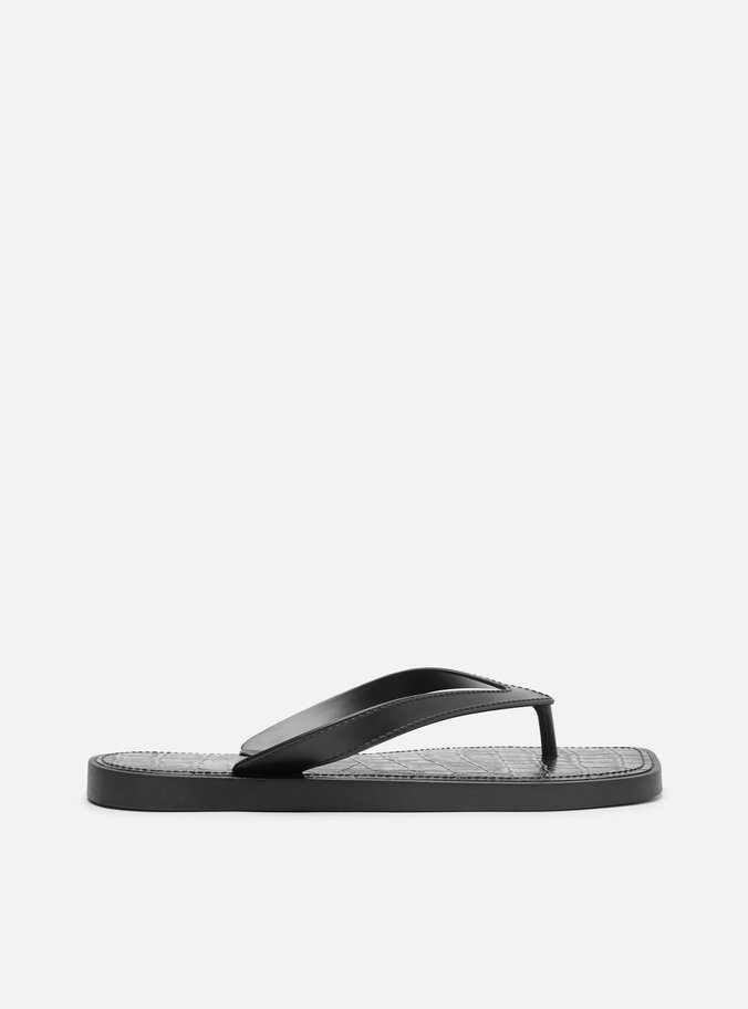 Chinelo de Dedo Preto Croco Rivieira Square
