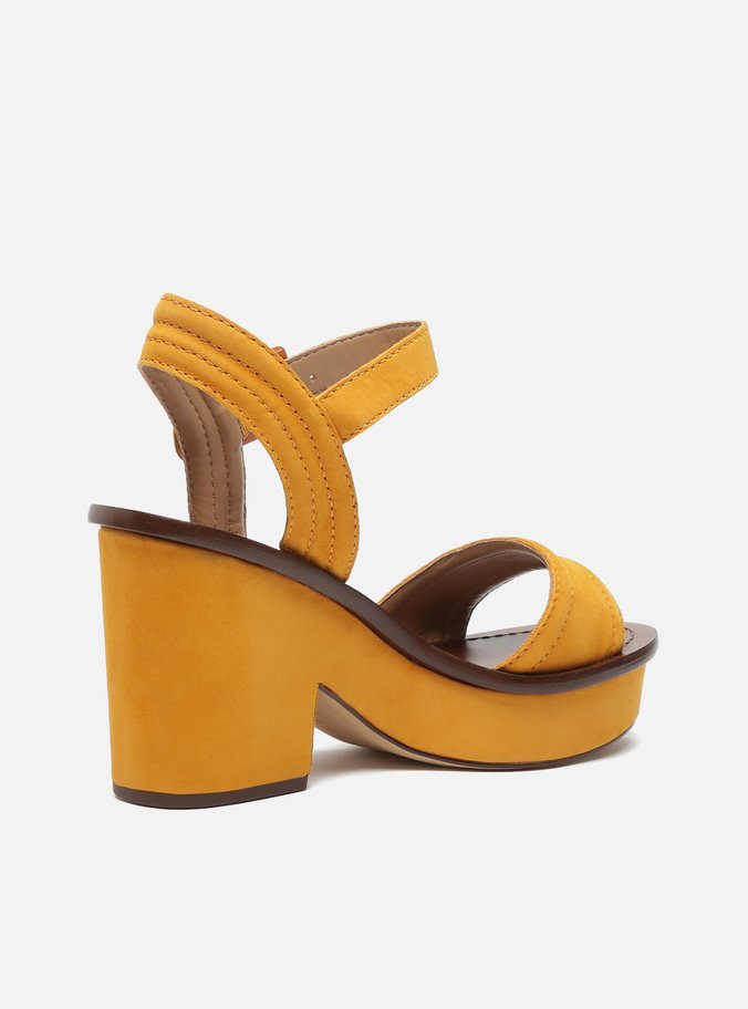 Sandália Nobuck Amarelo Meia Pata