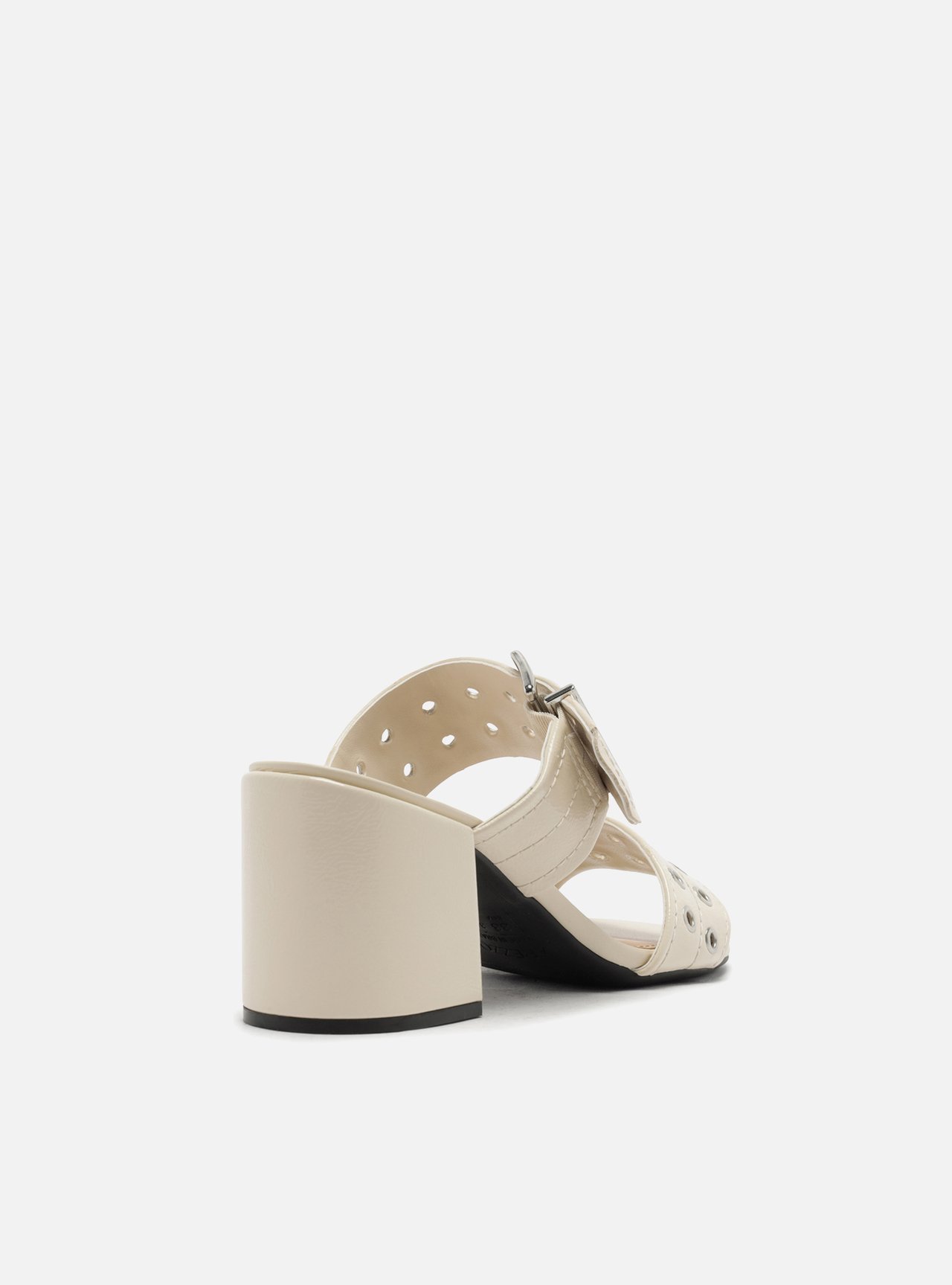 Sandália Off White Salto Bloco Ilhós Fivela — foto 3
