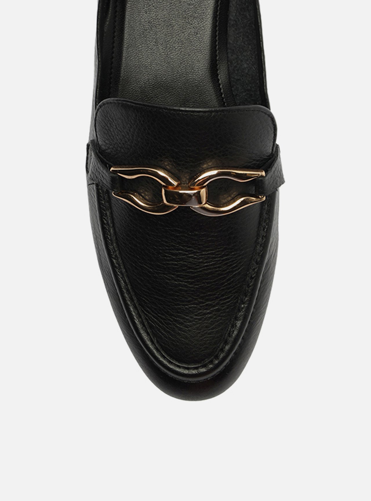 Mocassim Preto Couro Bridão Metálico Básico — foto 5