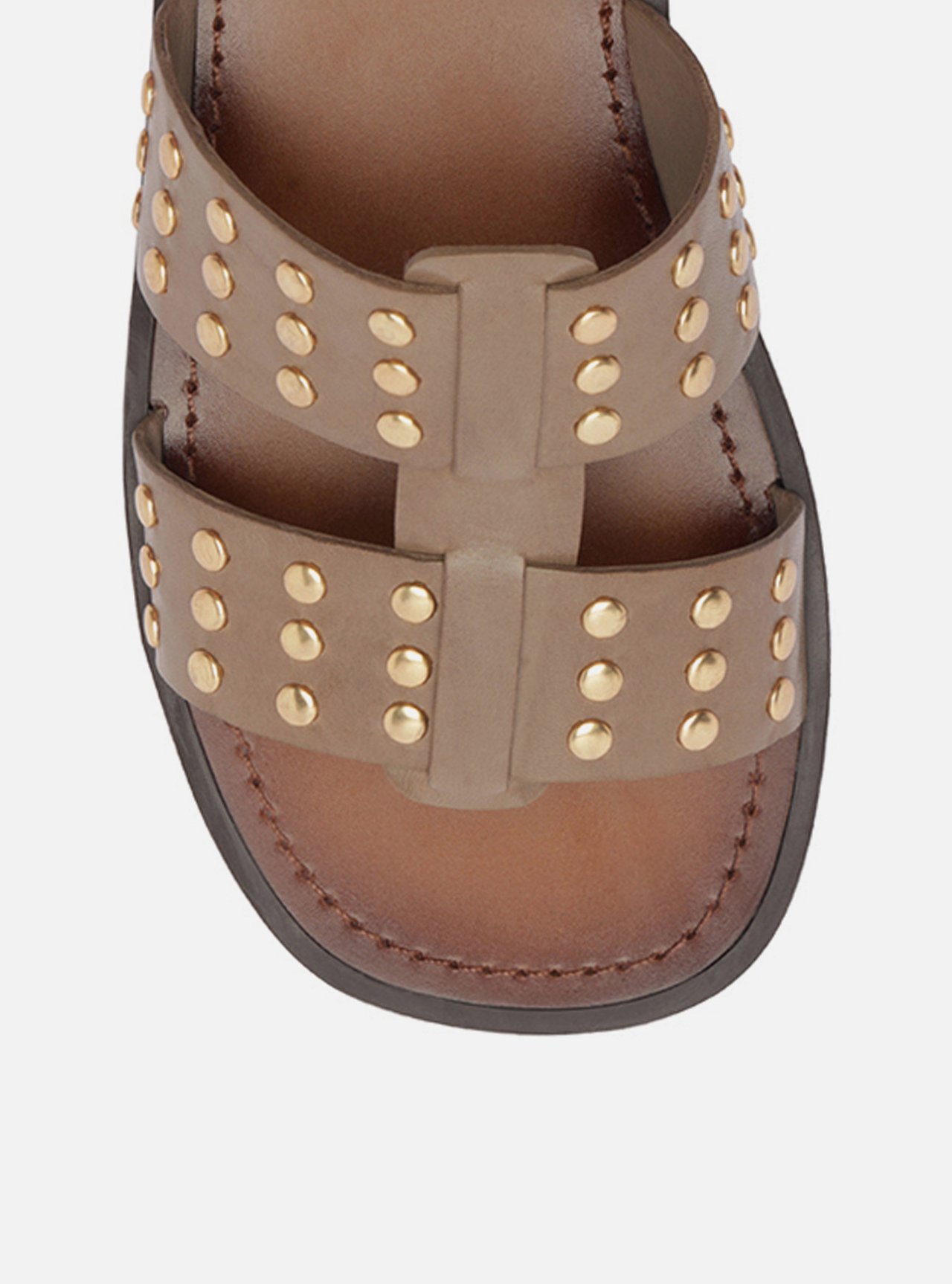 Sandália Rasteira Cinza Couro Studs — foto 5