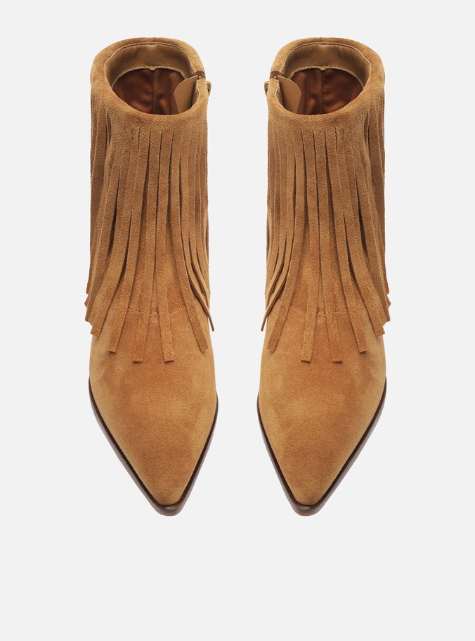 Bota Marrom Acamurçada Cano Curto Western Franjas