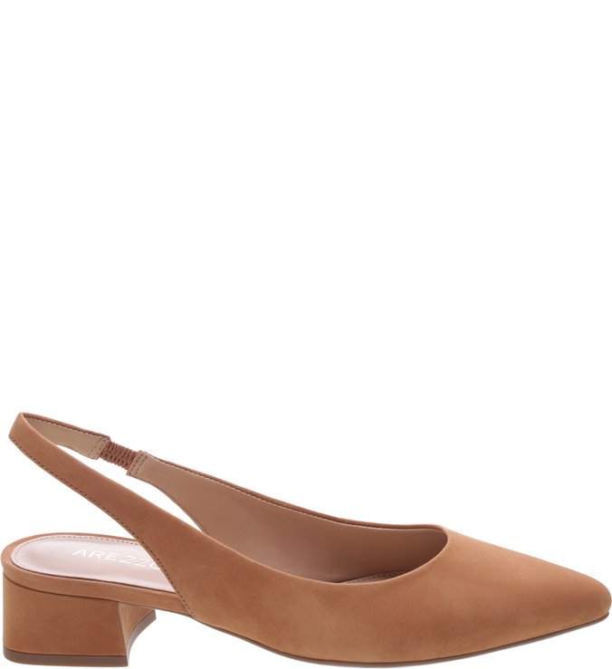Scarpin Nobuck Slingback Natural Wood