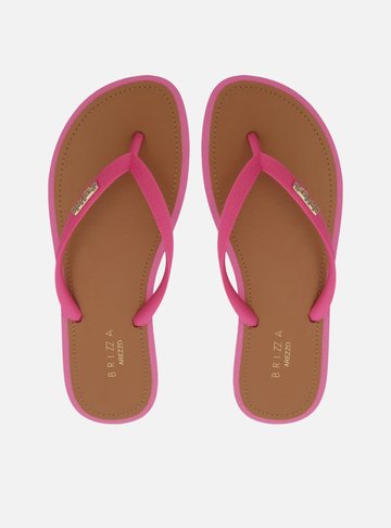 Chinelo de Dedo Tiras Rosa Palmilha Marrom