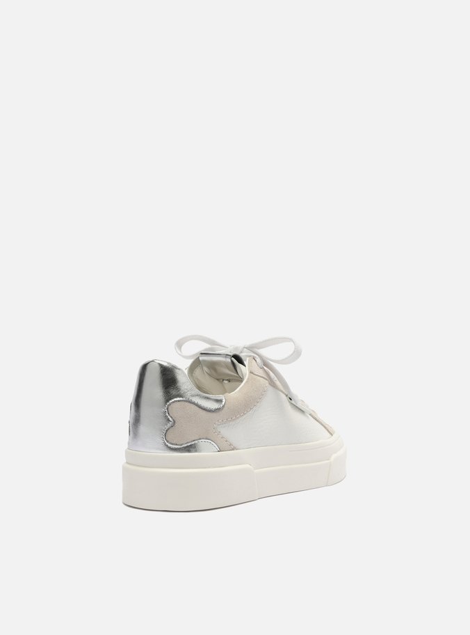 Tênis Branco Couro Detalhes Silver