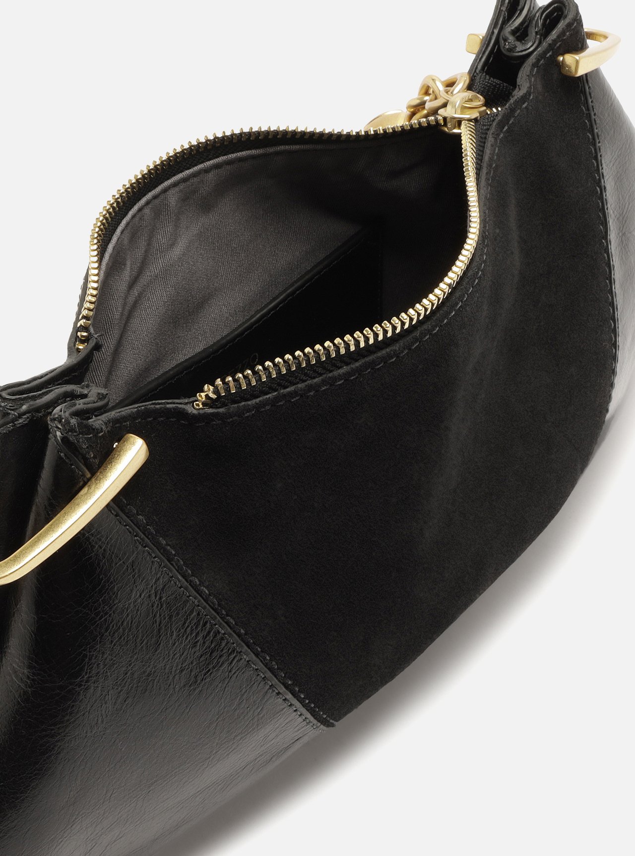Bolsa Shoulder Preta Couro Média Corrente — foto 4