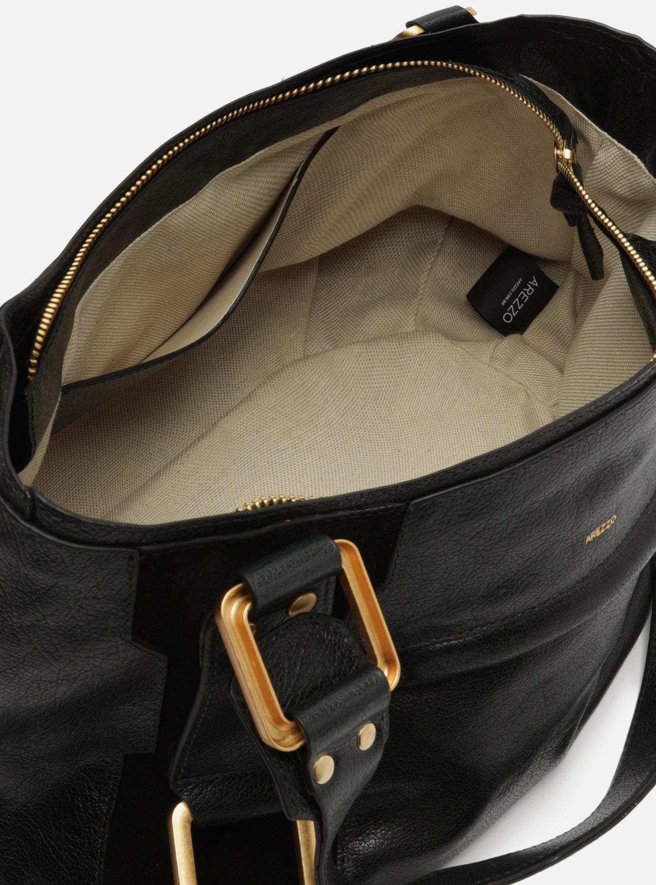Bolsa Tote Preta Couro Gretha Grande — foto 5