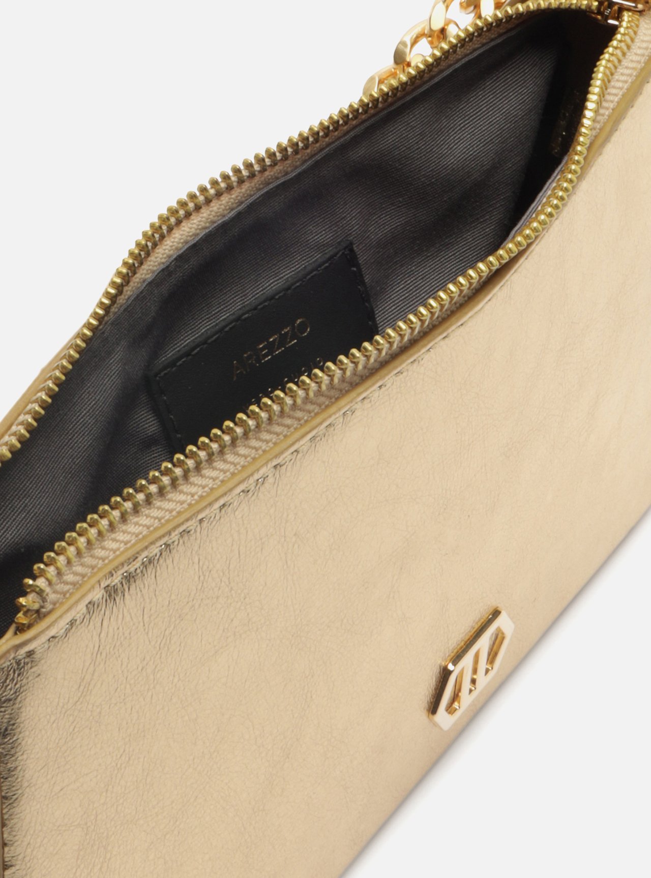 Bolsa Tiracolo Dourada Couro Pequena Corrente — foto 4