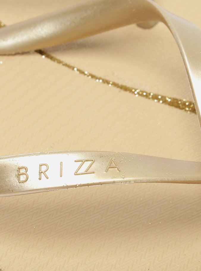 Chinelo de Dedo Dourado Brilho Flatform Brizza