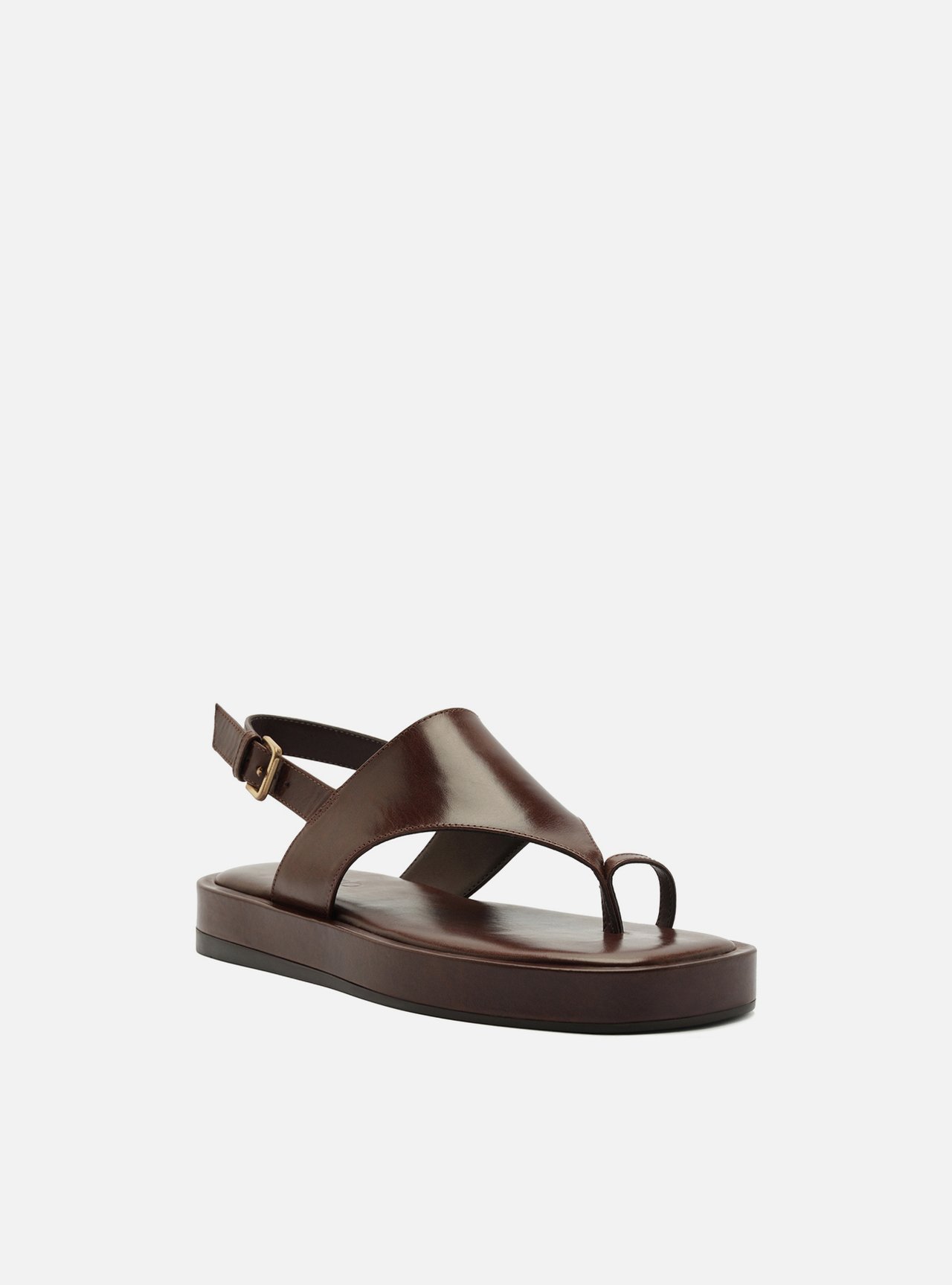Sandália Marrom Couro Flatform Tira Dedo — foto 2