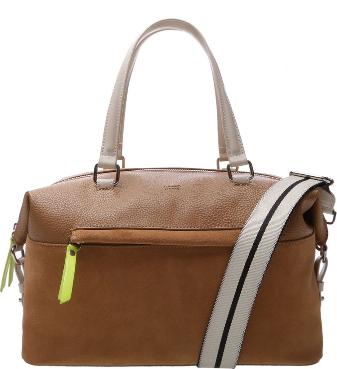 Bolsa Bowling Couro Prione Grande Havana
