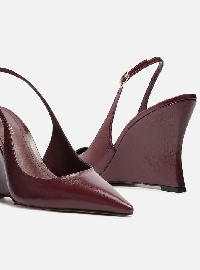 Scarpin Vermelho Couro Salto Anabela Slingback