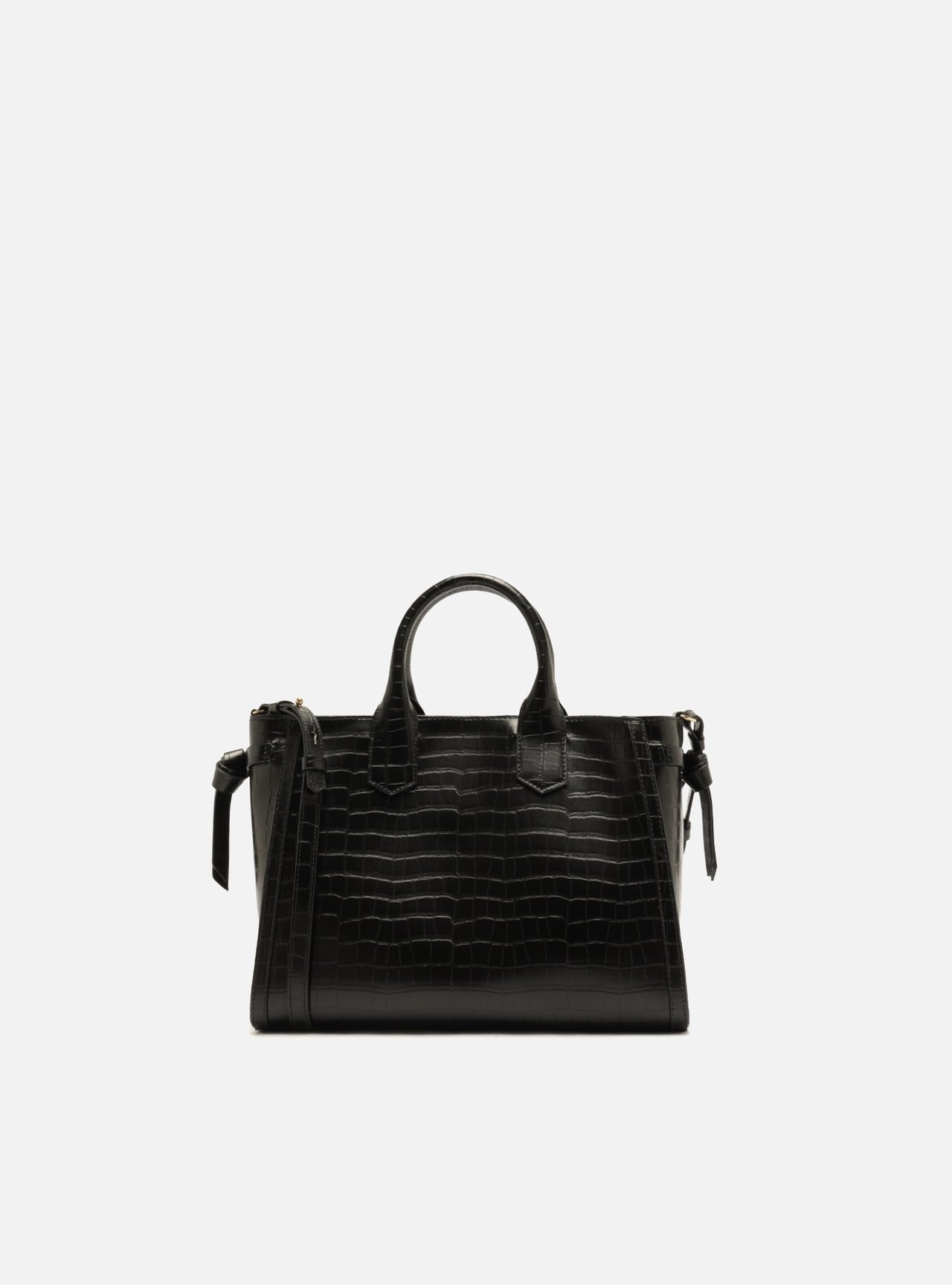 Bolsa Tote Preta Média Croco Tiras — foto 3