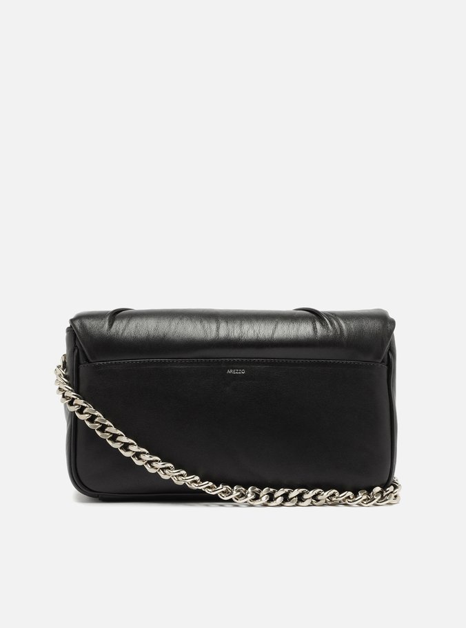 Bolsa Tiracolo Preta Couro Grande ID Bimetal