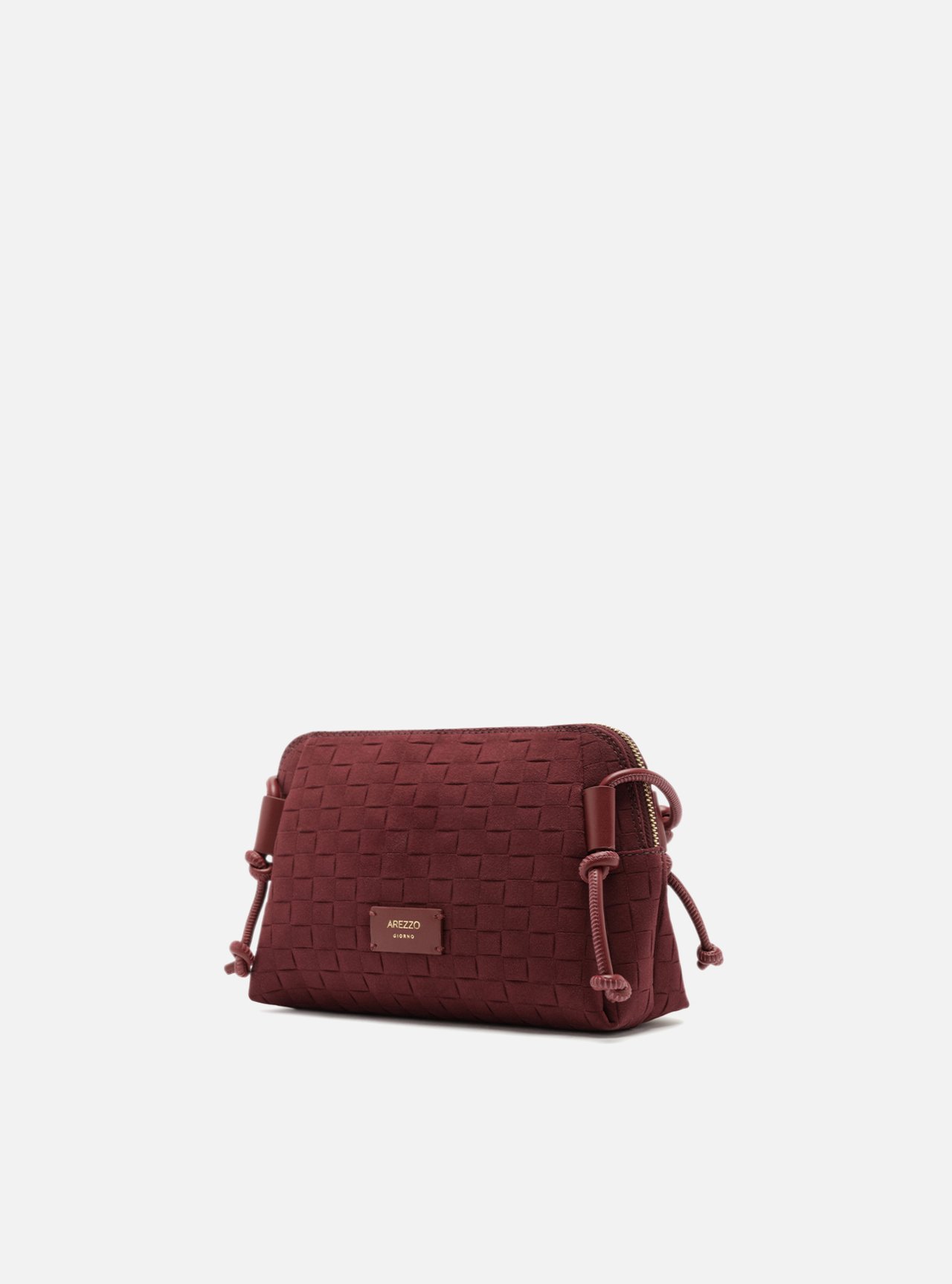 Bolsa Tiracolo Bordô Camurça Tressê Pequena — foto 2