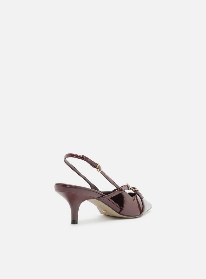 Scarpin Bordô Verniz Salto Médio Slingback Amélia