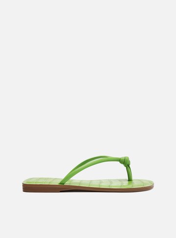 Rasteira Verde Croco Bico Quadrado
