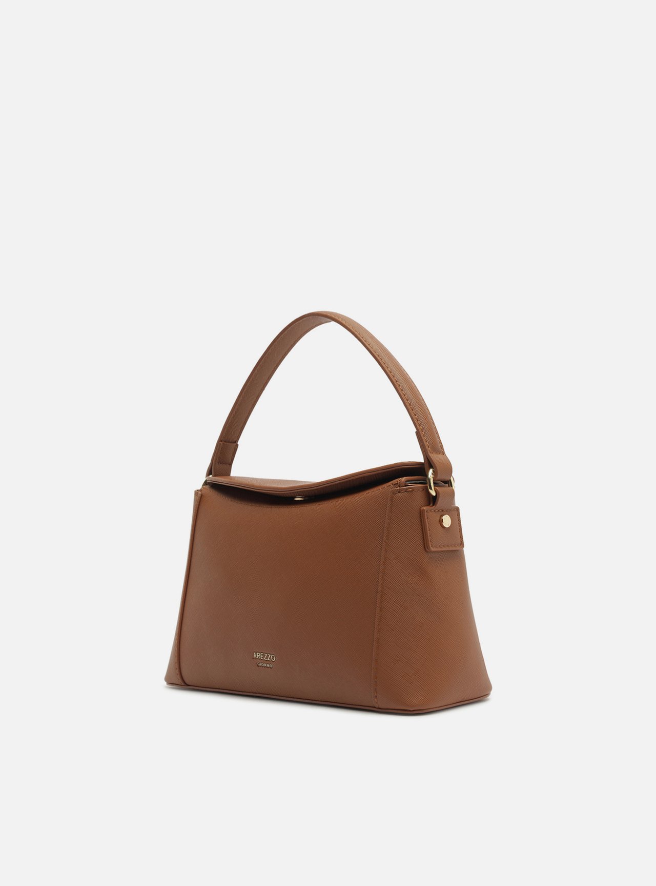 Bolsa Tiracolo Marrom Média Metais — foto 2
