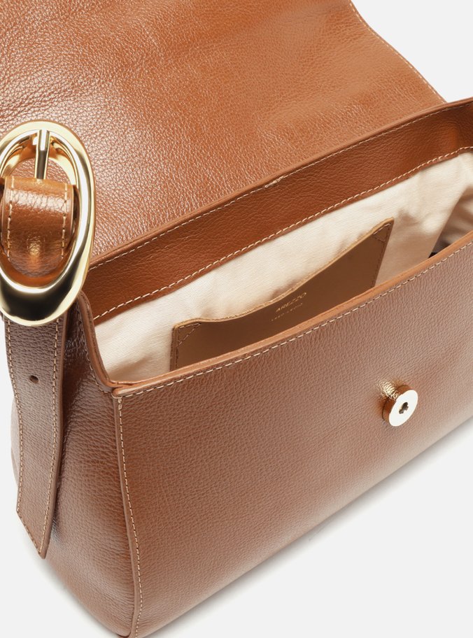 Bolsa Tiracolo Marrom Couro Média Básica