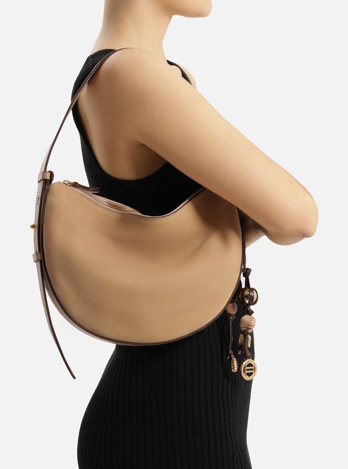 Bolsa Tiracolo Bege Acamurçada Média Bag Charm