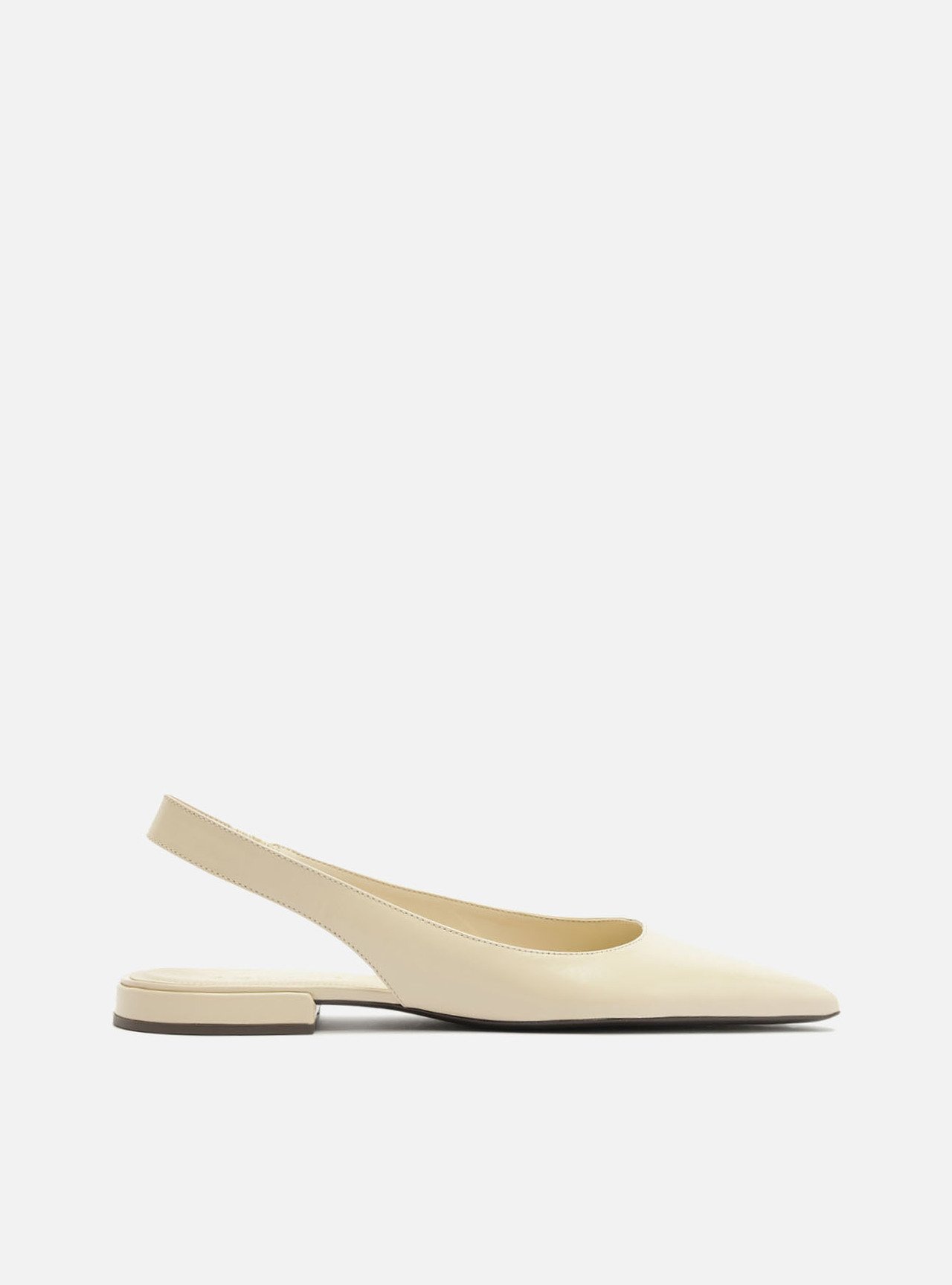 Sapatilha Branca Couro Slingback Bico Fino — foto 1