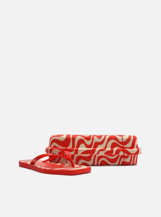 Chinelo de Dedo Vermelho Estampado Square e Bag Brizza