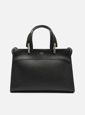 Bolsa Tote Preta Grande Alças Metais
