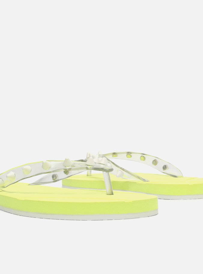 Chinelo de Dedo Multicolorido Tira Transparente