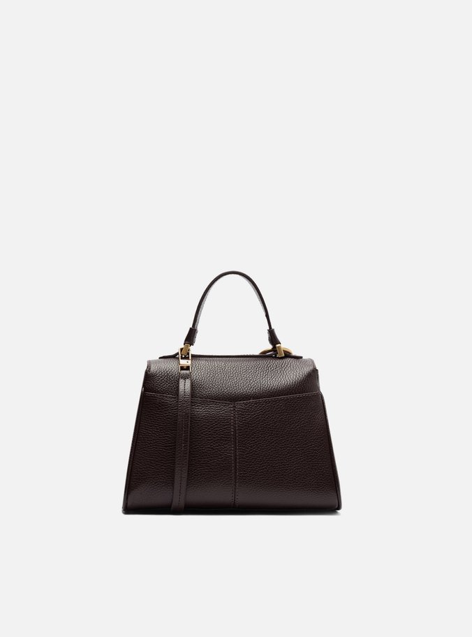 Bolsa Satchel Marrom Couro Pequena Lenço