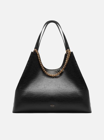 Arezzo — Bolsa Hobo Preta Grande Corrente Metálica