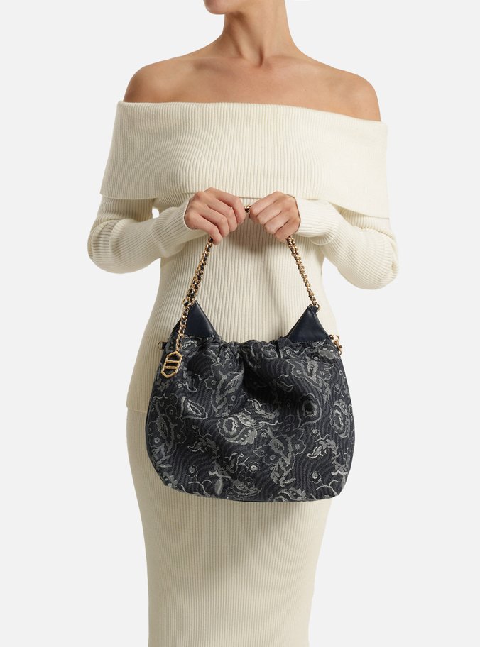 Bolsa Hobo Azul Tecido Grande Fernanda