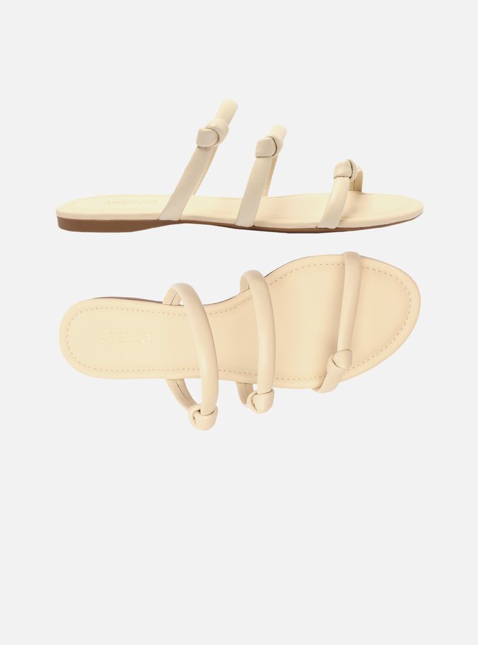 Sandália Rasteira Off-White Tiras Nós