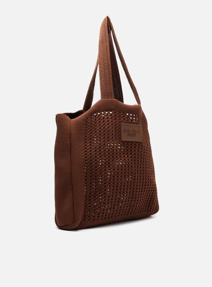 Bolsa Shopping Marrom Crochê Mônaco Grande