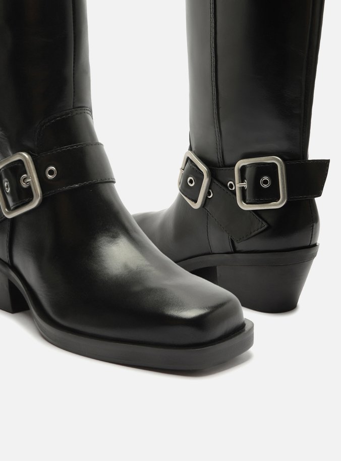 Bota Preta Couro Cano Médio Montaria West