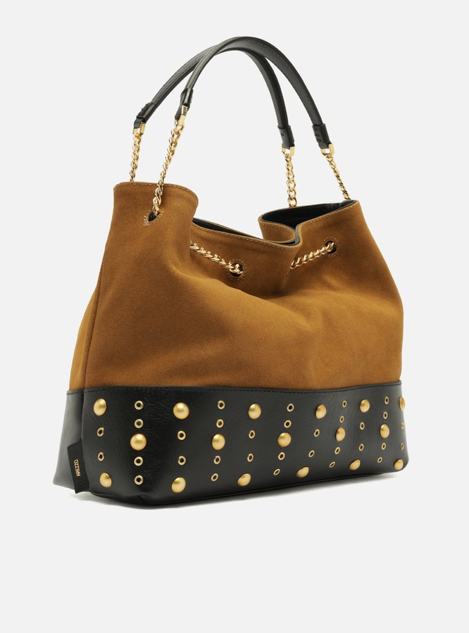 Bolsa Bucket Marrom Couro Acamurçado Grande