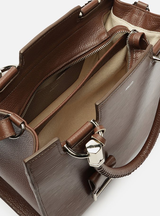 Bolsa Tote Marrom Couro Abraccio Grande