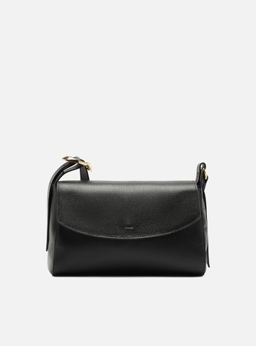 Bolsa Tiracolo Preta Couro Média Básica