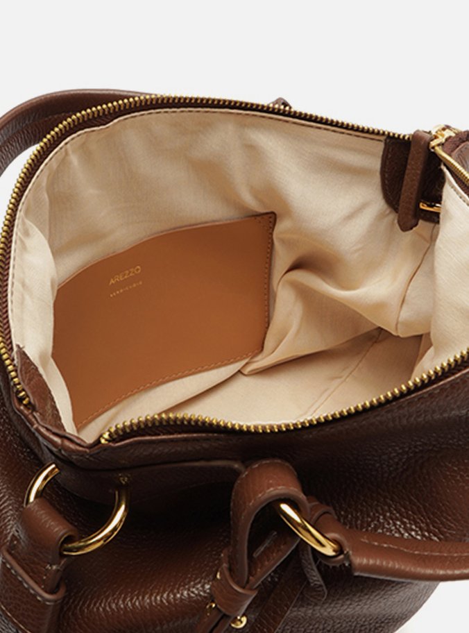 Bolsa Tote Marrom Couro Pequena Barbicacho