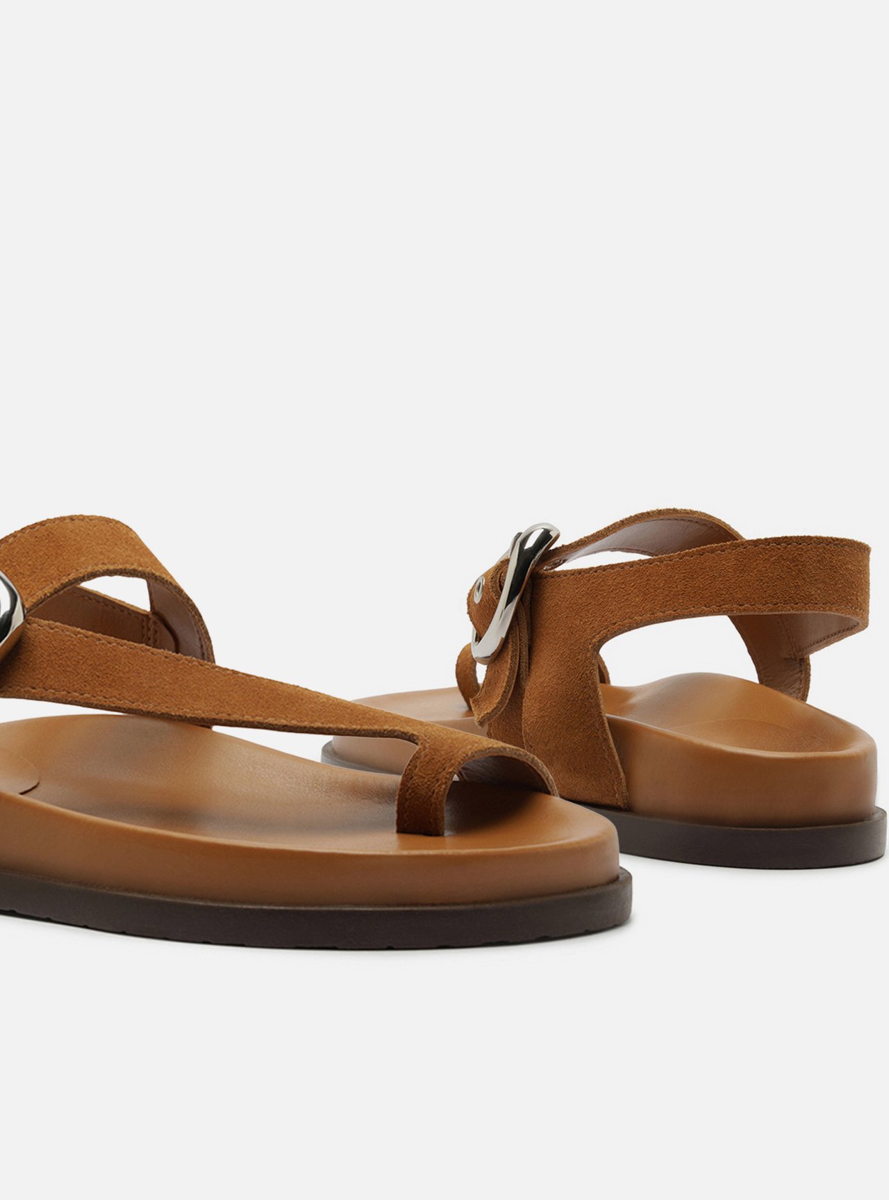 Sandália Papete Marrom Acamurçada Flatform Fivela — foto 4