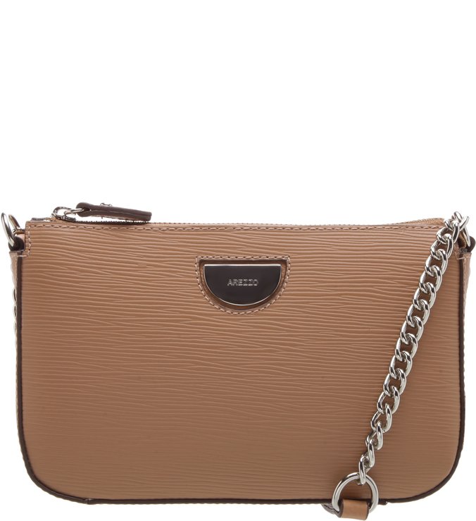 VIVARA | Bolsa Tiracolo Couro Textura Pequena Pale Nut