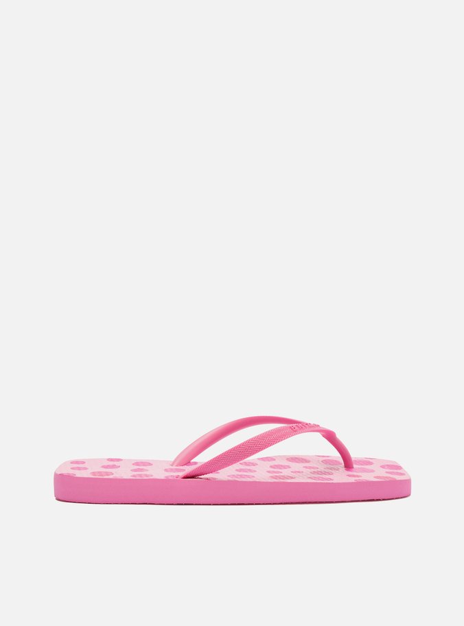 Chinelo de Dedo Rosa Square Print Poá
