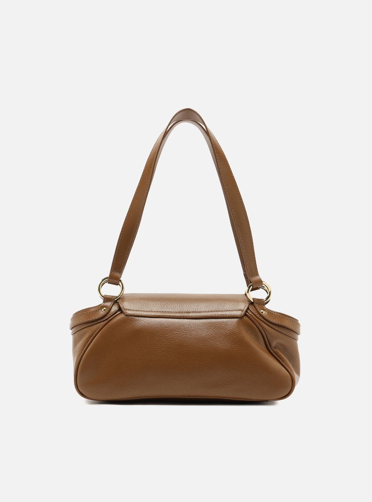 Bolsa Shoulder Marrom Couro Média Fecho Metálico — foto 3